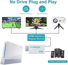Portable Wii to HDMI Wii2HDMI Full HD Converter Audio Output Adapter TV Black