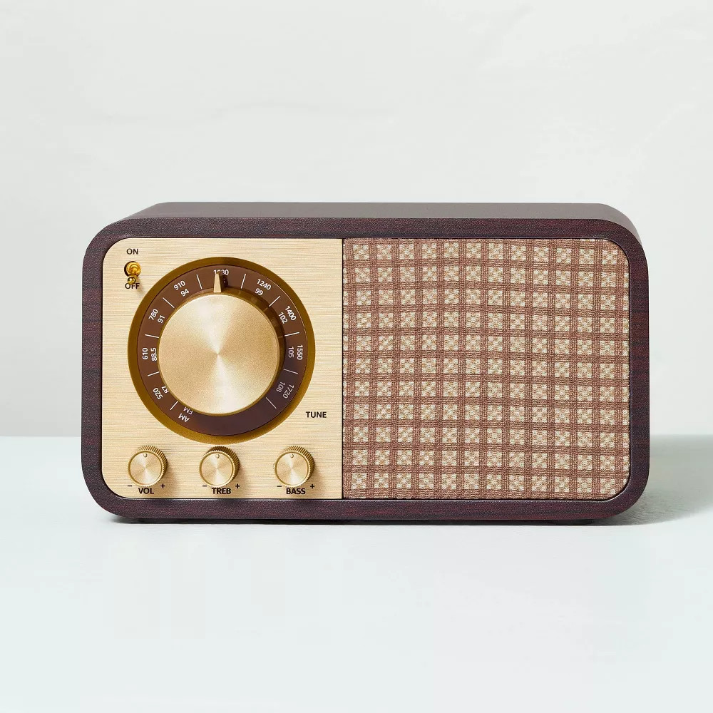 Small Wood Finish with Brass Retro Radio – Hearth & Hand with