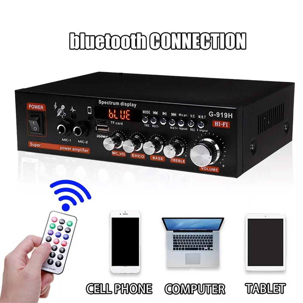 1000W Small Bluetooth Power Amplifier Stereo Receiver Audio Amp USB Music Player