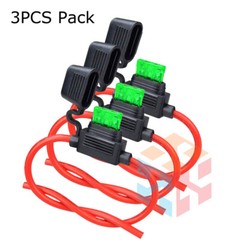 3 Pack 14 Gauge Mini ATC 30A Fuse Holder In-Line AWG Wire Copper 12 Volt Blade