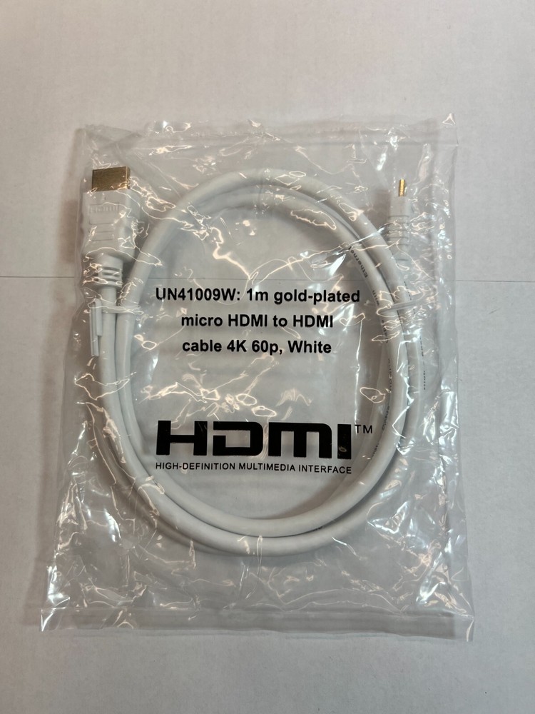 Raspberry Pi Gold-Plated Micro-HDMI to HDMI Cable White UN41009W
