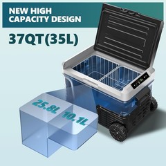 12V Car Refrigerator Freezer Portable Cooler -4℉~68℉ DC/AC w/Wheels for Camping