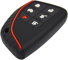 Silicone 6 Buttons Key Fob Cove Size: 6 buttonsColor: Black+Blue,with red line