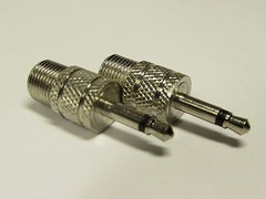 2X F Female to 3.5 mm Male Coaxial Adapter Coax Connector or 1/8″ Coaxial Mono