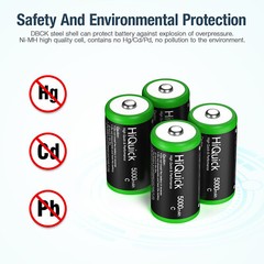 HiQuick C/ D Cell Rechargeable Batteries Pack 1.2V NiMH / Battery Charger LOT