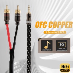 Gold Plated 3.5mm TRS Plug to 2RCA Male HIFI OFC Copper Splitter Audio Cable