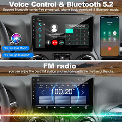 64GB For Jeep Wrangler 2007-2017 Car Stereo Apple CarPlay Android 15 Radio GPS