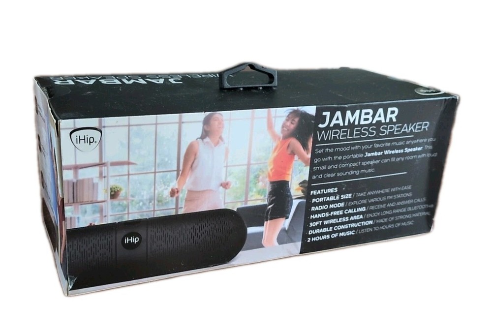 NIB. Jambar Wireless Speaker Bluetooth iHip, 30ft Wireless Area, 2 Hours, BLACK