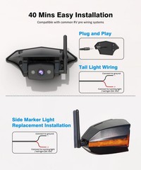 AUTO-VOX Wireless RV Rear &Side Cameras &7.2″ DVR Triple Split Monitor & Bracket