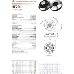Faital Pro HF201 8ohm 2″ throat Midrange Tweeter Compression Horn Driver 108dB