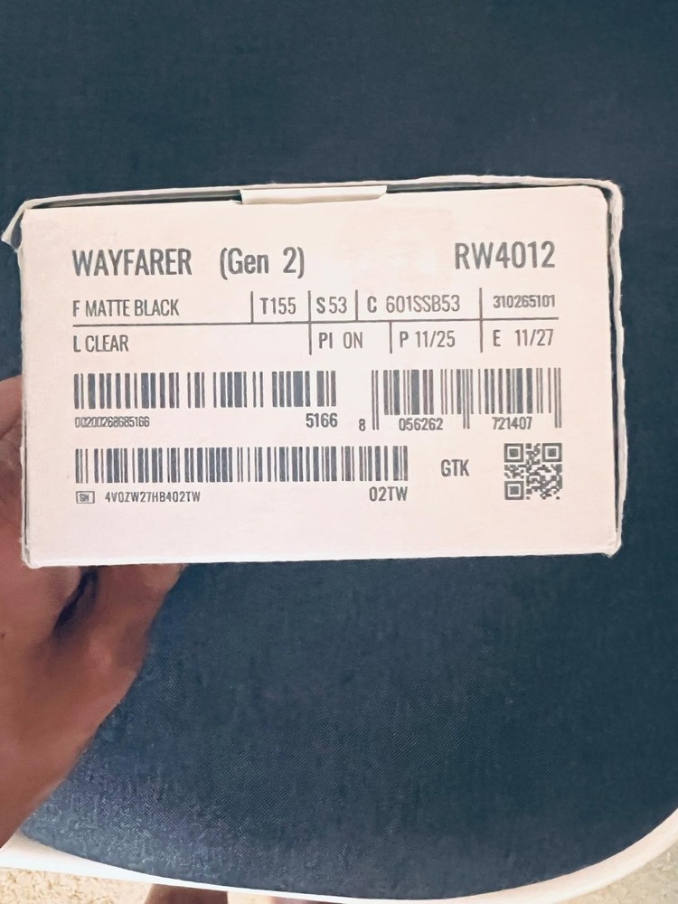 Ray-Ban Meta Wayfarer Gen 2 Matte Black. CLEAR RW4012