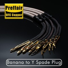 12AWG OFC HiFi Audio Speaker Cable Wire 24K Gold Plated Banana to Y Spade Plug