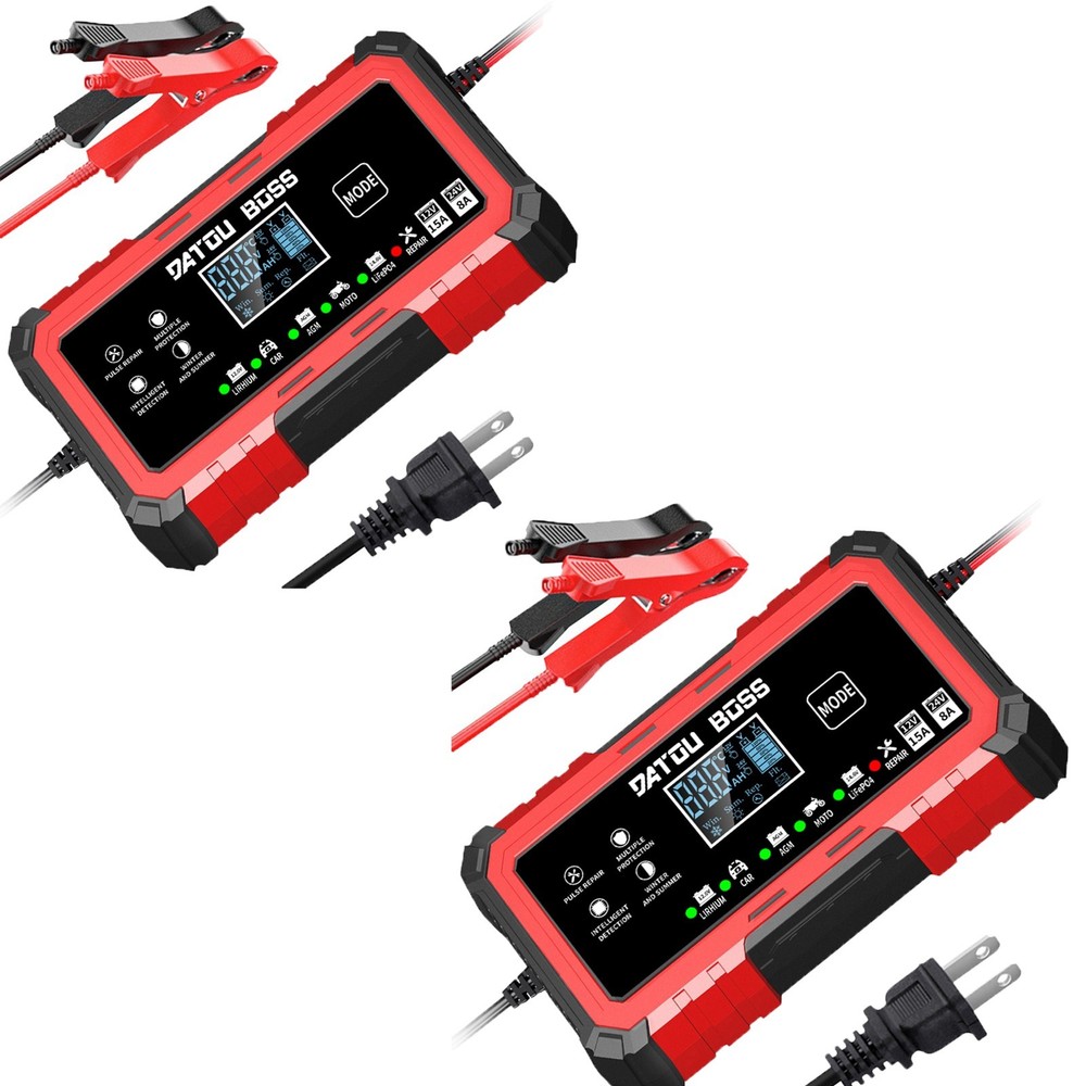 2* 12V 15A and 24V 8A Fast Battery Charger for 12V/24V LiFePO4 Lithium Batterie