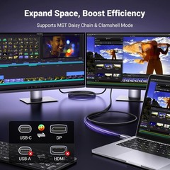 UGREEN Bidirectional USB C Thunderbolt 4 to DisplayPort 1.4 Cable 8K@60Hz, 6.6FT