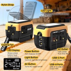 240W Pure Sine Wave Power Inverter for DeWALT 20V Battery PD 140W USB-C AC Outle