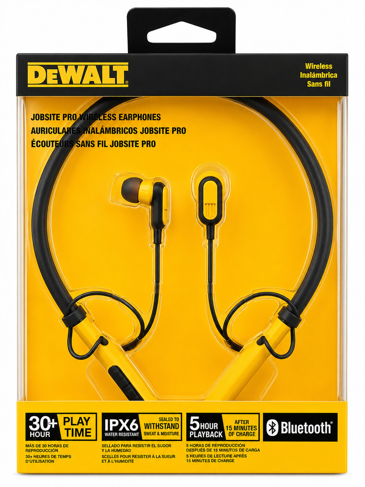 DEWALT DXMA1902091A Jobsite Pro Wireless Neckband Earphones Bluetooth