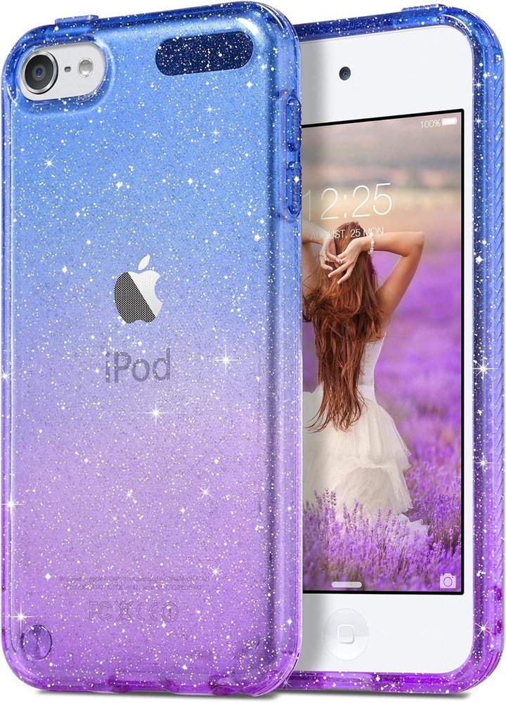 ULAK Clear Gradient Glitter Case for iPod Touch 7th/6th/5th Purple