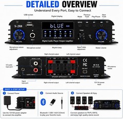 1200W Bluetooth Stereo Amplifier for Home Theater & Karaoke/-^~-