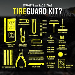 Tire Repair Kit with Air Compressor Universal Flat Tire Plugs Repair Punctures R