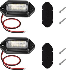 2 PCS White LED License Plate Light, 6-SMD Waterproof Tag Lights, 12V-24V DC Lam