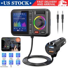 Bluetooth 5.0 Car Wireless FM Transmitter Adapter 2USB PD Charger AUX Hands-Free