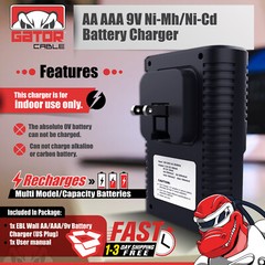 Universal Batteries Charger AA AAA 9V NiMH NiCD Rechargeable Batteries Plug-In