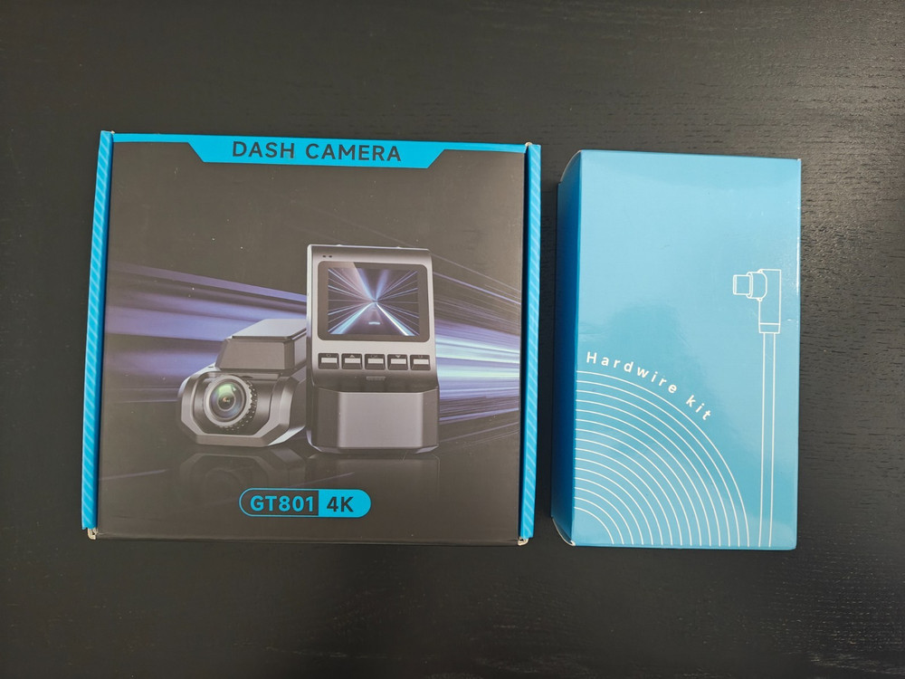GT801 4K Dash Cam + Hardwire Kit -UHD 2160P Front & 1080P Rear-24H Parking Mode