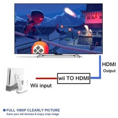 Wii to HDMI Adapter Converter Cable Full HD 1080P Plug&Play for Television PC —