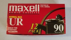 Maxell UR 90min Audio Cassette Tapes Normal Bias 12 Pack Open Box Sealed Tapes