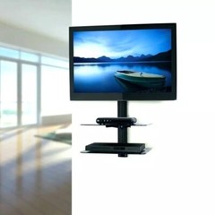 Adjustable Dual Shelf Wall Mount Bracket for TV Component Cable Box Console DVD