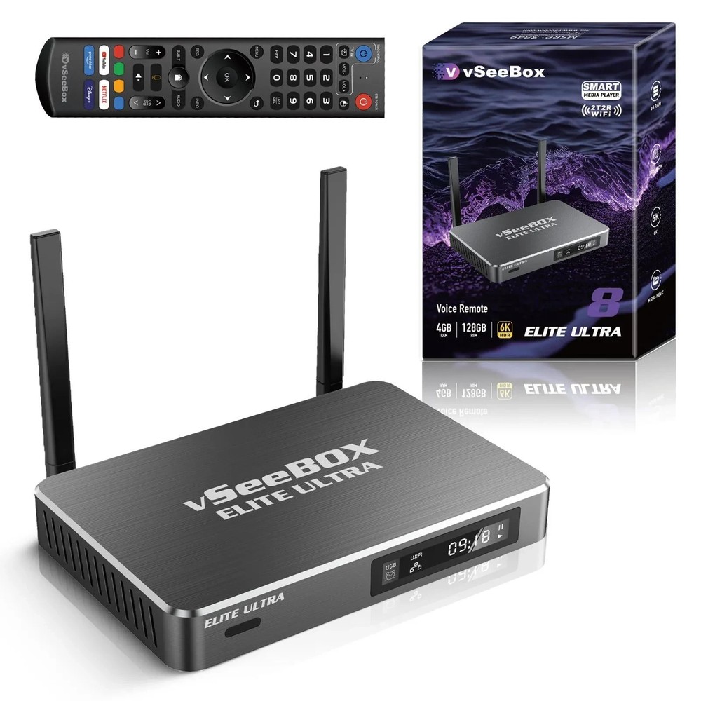 VSeebox Elite Ultra 8 Media Box – Authorized Dealer- Free Same Day Shipping