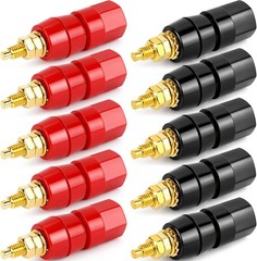 10Pcs M5 x 50mm Speaker Binding Posts – Red & Black Insulated Terminals