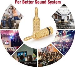 6 Pairs 24K Gold Banana Plugs for Secure Speaker Connections – Pure Copper