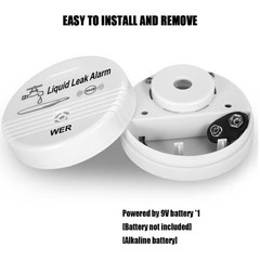WER Water Leak Alarm Sensor, Battery Operated Leak Alert, 90dB Water Detector…