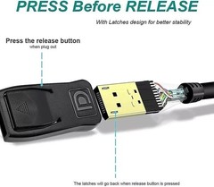 4K Display Port DP to DP Cable 60Hz 2160P 25.92Gbps HDR Audio Video Adapter PC
