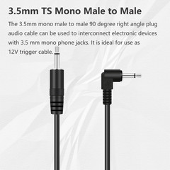 2 Pack 3.5Mm 1/8″ Male TS Mono Plug to 90 Degree Right Angle 3.5Mm Male Mono