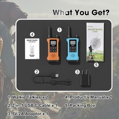 Walkie Talkies Long Range Rechargeable 22 Channel Noise Reduction 2Pcs Adult Use
