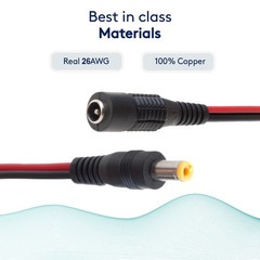 100PCS 2.1mm x 5.5mm DC Power Pigtail Barrel Plug Connector Cable 18AWG 12V 5A