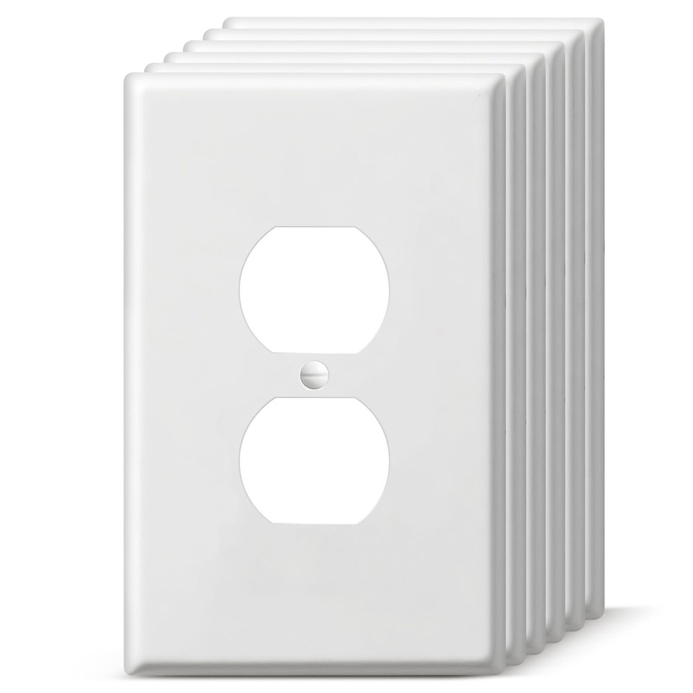 Oversized Duplex Outlet Covers, 6 Pack Jumbo Electrical 6 Pack, White