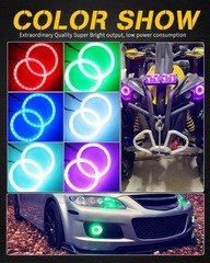 led 1-Pair 70MM 72SMD COB RGB LED Halo Ring Angel Eyes Universal for Motorcycle