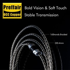 HIFI 16Core OCC Silver Plated Headphone Upgrade Cable For Dan Clark Audio