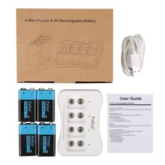 Pallus 9v Lithium Rechargeable Batteries 850mAh 9V Li-ion Batteries Charger Lot