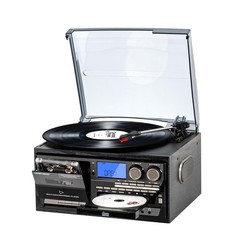 9-in-1 Vintage Bluetooth Record Player for Home Entertainment, 3-Speed Turnta…