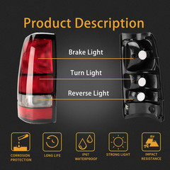 1999-2002 Silverado 1500 2500 3500 1999-2006 Sierra Tail Light–Compatible Replac