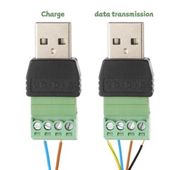 Solderless USB 2.0 Type A Male To 4 Pin Screw Terminal Block 2 Pack Adapter