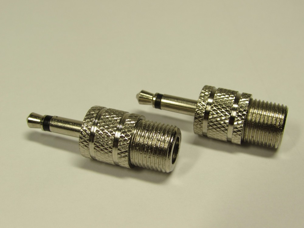 2X F Female to 3.5 mm Male Coaxial Adapter Coax Connector or 1/8″ Coaxial Mono