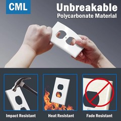 CML Oversized Duplex Outlet Covers, 6 Pack Over-Size Duplex, Gloss White
