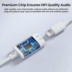 USB C to Lightning Headphone Audio Adapter, C Male White