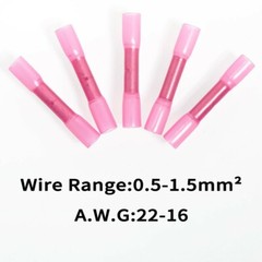 1000PCS Heat Shrink Waterproof Wire Connectors Red 22-16 AWG Butt Seal Terminals