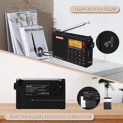 XHDATA R108 Portable Radio AM/FM/SW/LW/Airband Shortwave Receiver with Battery